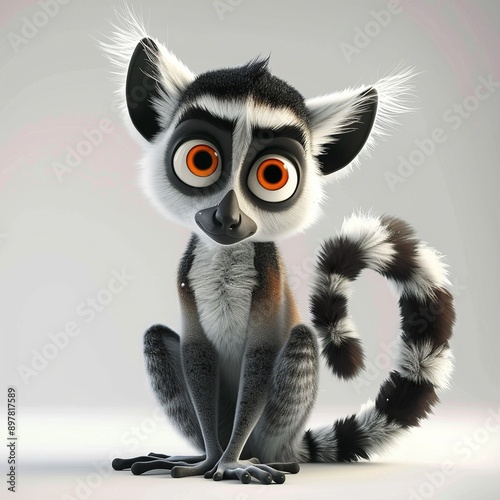 Cute Cartoon Lemur with Big Eyes © diracreativa