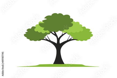  A vibrant vector illustration of a lush green tree with intricate branches and leaves, perfect for nature-themed designs and Eco-friendly projects.