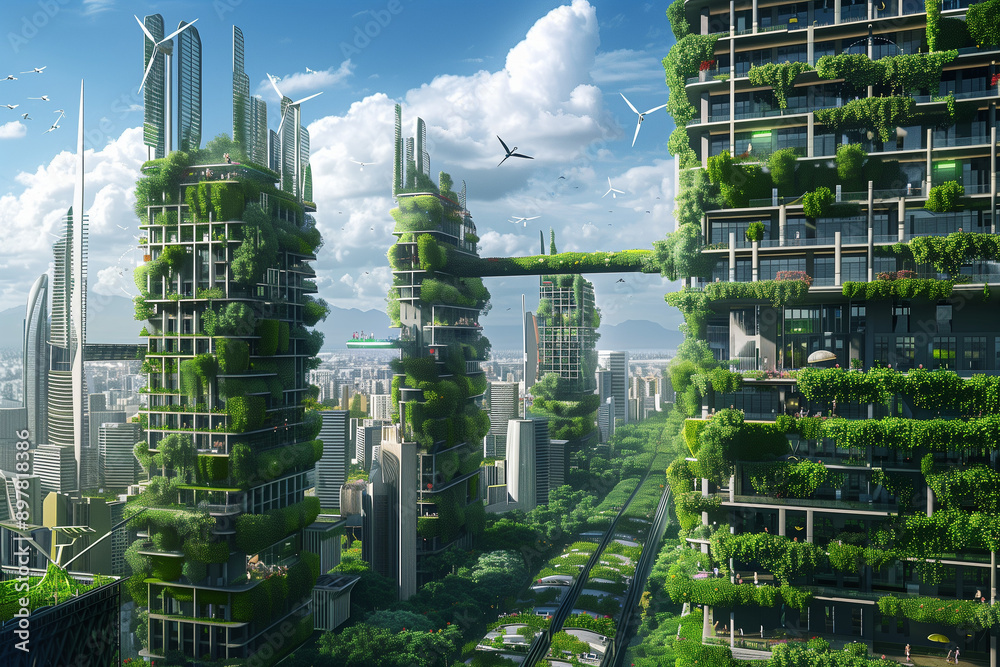 Obraz premium Green sustainable futuristic city