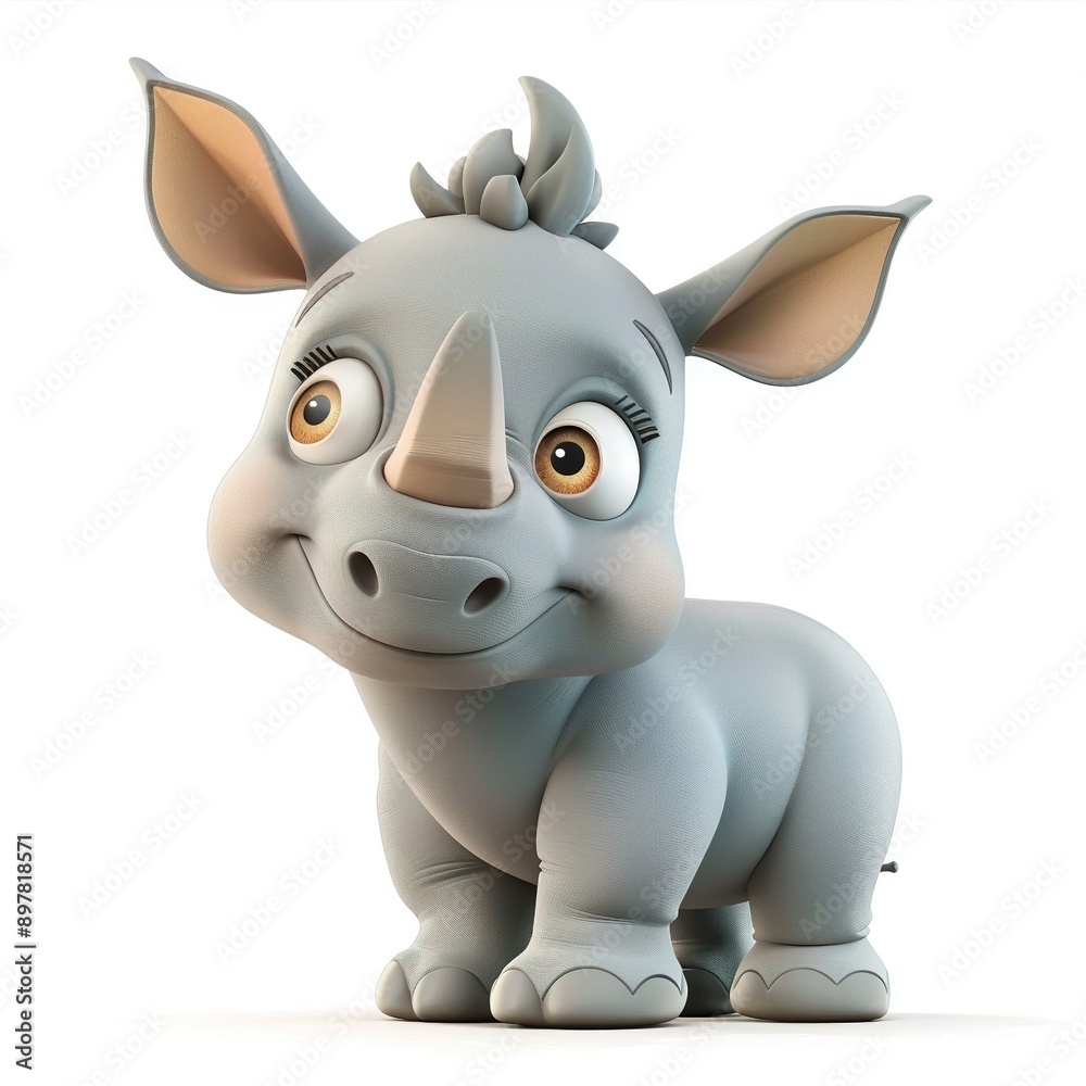 Cute Cartoon Rhino Character Illustration Cute Cartoon Rhino Character Illustration