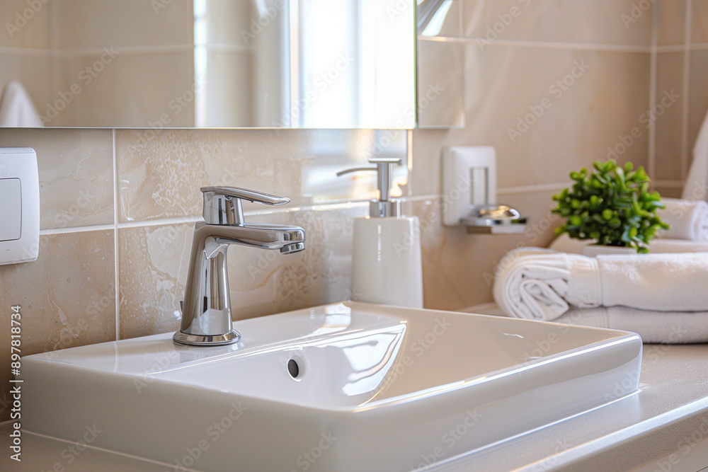 A high-quality image of a sparkling clean bathroom