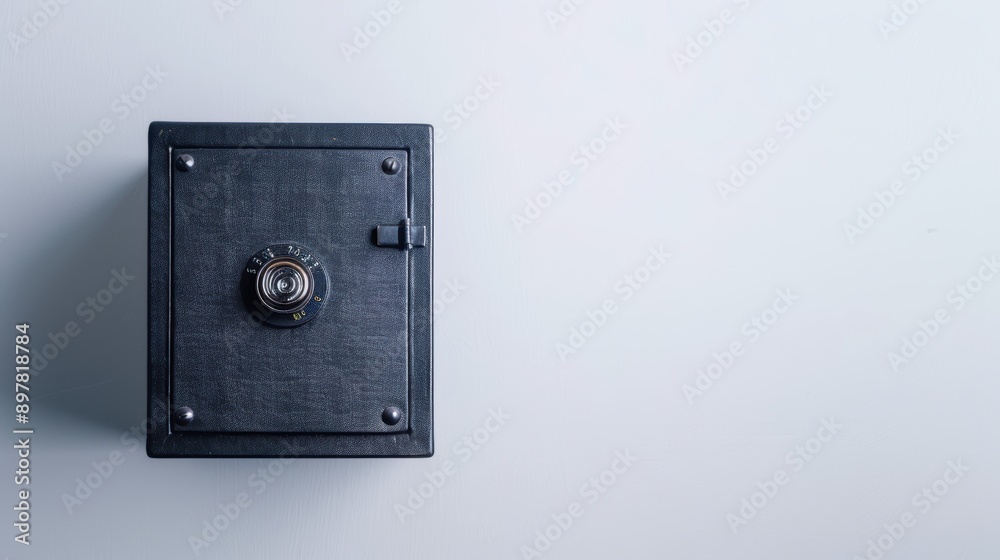 Fototapeta premium Locked and secure small home safe on a white background symbolizing safety and protection