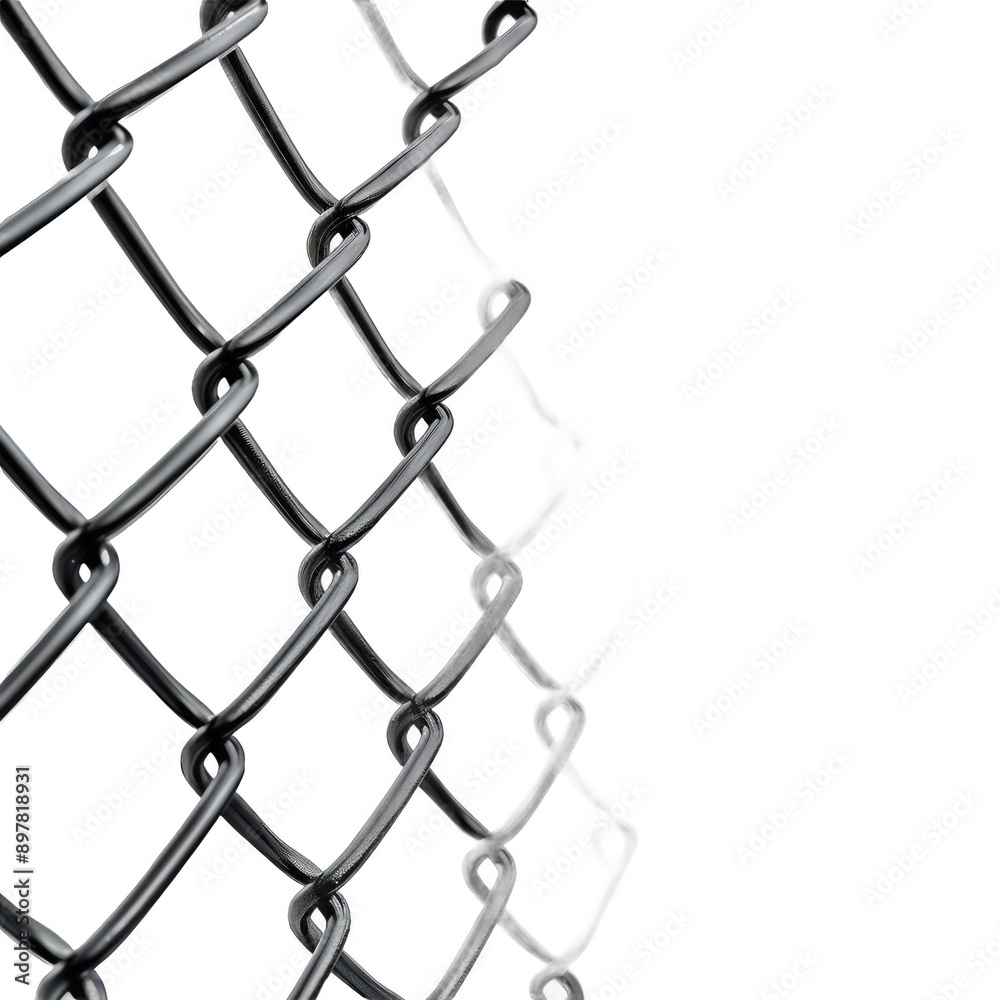 Naklejka premium A black and white photo of a chain link fence with a white background