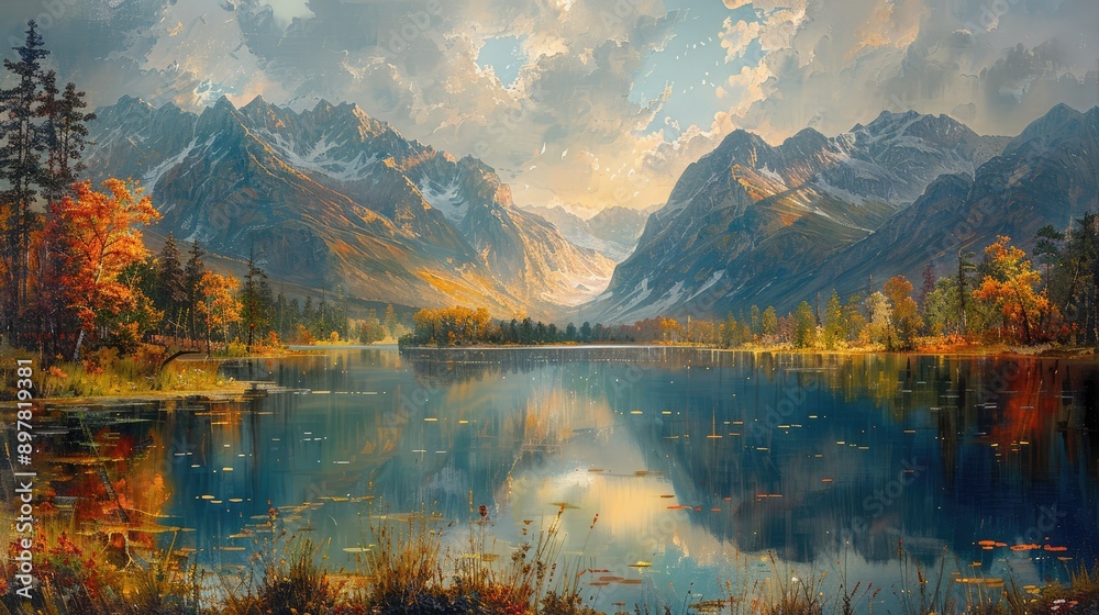 River valley with warm reflections