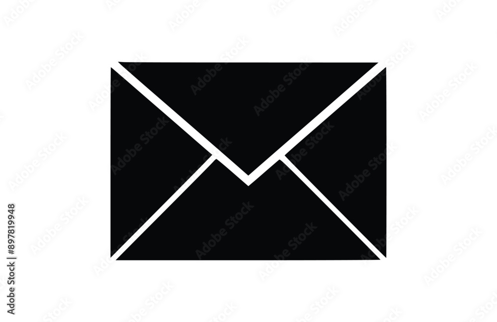 Mail black icon isolated on white background. Vector illustration. Mail black icon isolated on white background. Vector illustration.