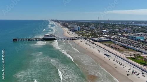 Daytona Beach Aerial Fly south on coastline