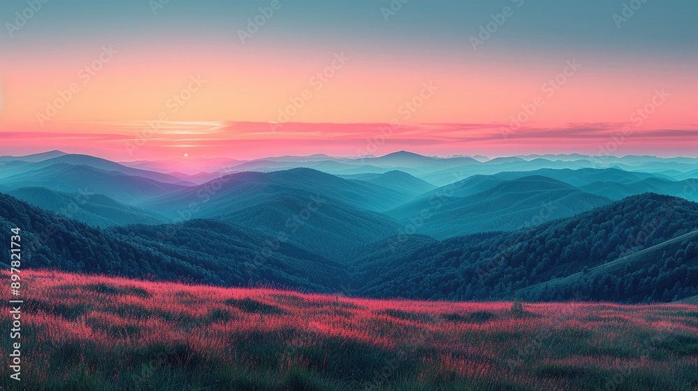 Rolling hills in the evening glow