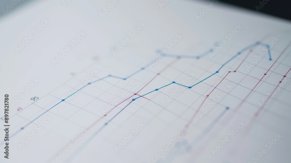Line graph displays a rising trend against a grid backdrop, representing a favorable financial or business idea Line graph displays a rising trend against a grid backdrop, representing a favorable financial or business idea