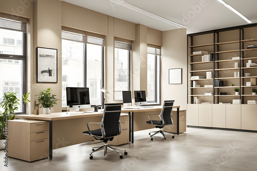 modern office interior with furniture