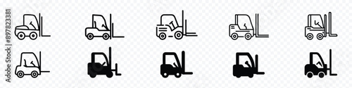 forklift icon, Forklift Vector Outline icon, Forklift Icon Forklift Delivery Loading Loader Truck, Forklift flat icon. 