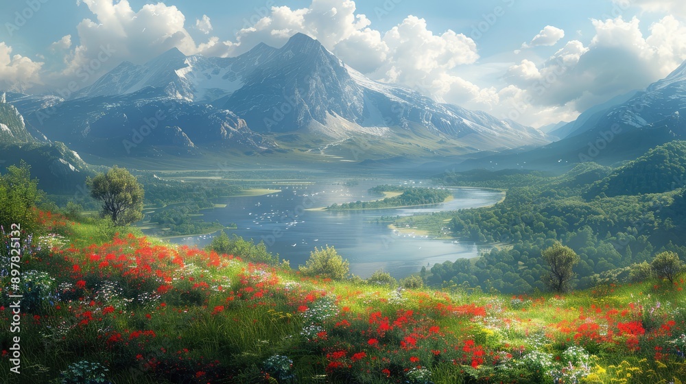 Scenic valley with a winding river