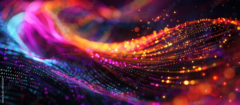 Obraz premium Abstract Digital Wave with Glowing Lights