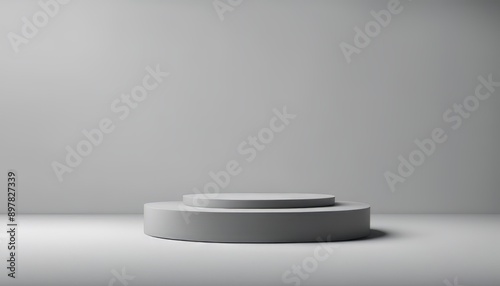 Minimal podium for product display stand pedestal studio gray color background 3d rendering