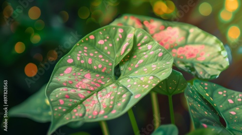 Bicolor green caladium leaf generative ai