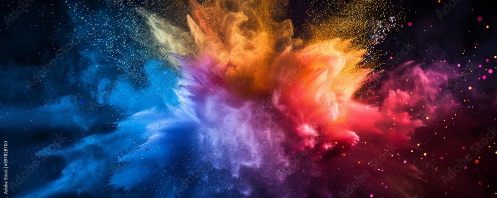 Fototapeta premium Explosion of colorful powder creating vibrant abstract art