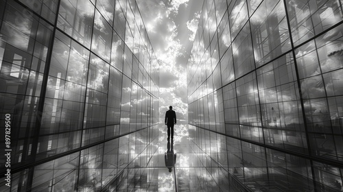 Obraz na płótnie Shoot the reflection of clouds on a mirrored building. w salonie
