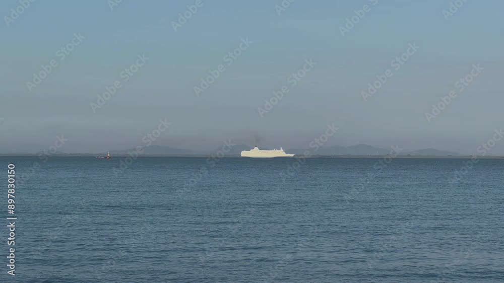 View of Cruise Ship Passing Through The Malacca Strait