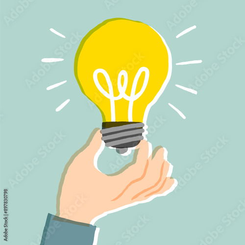 電球を持つ手のイラスト