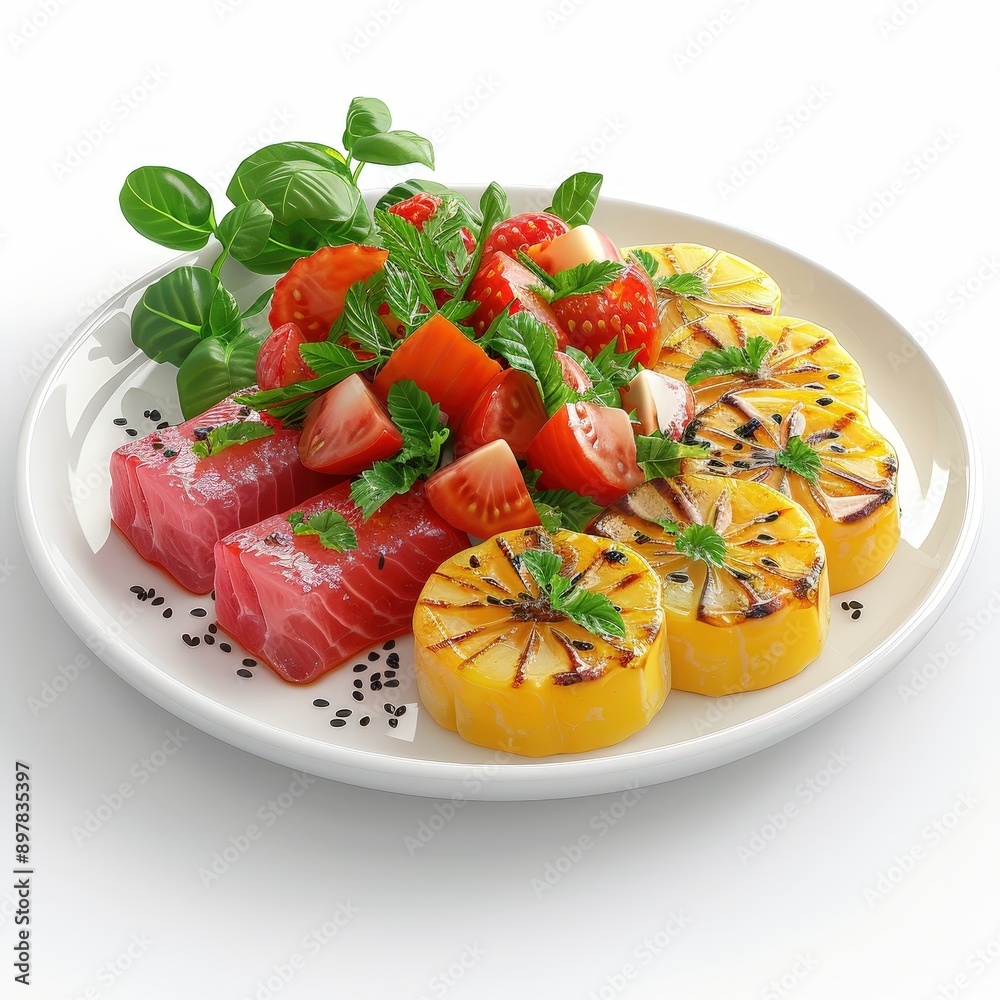 Gourmet appetizer with elegant presentation, Single Object on white background Gourmet appetizer with elegant presentation, Single Object on white background