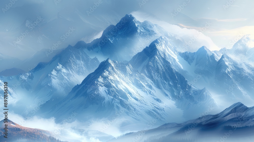Soft blurred mountain landscape