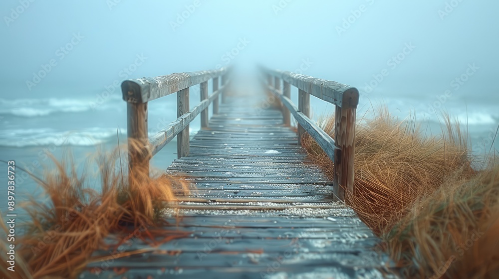Soft focus beach boardwalk