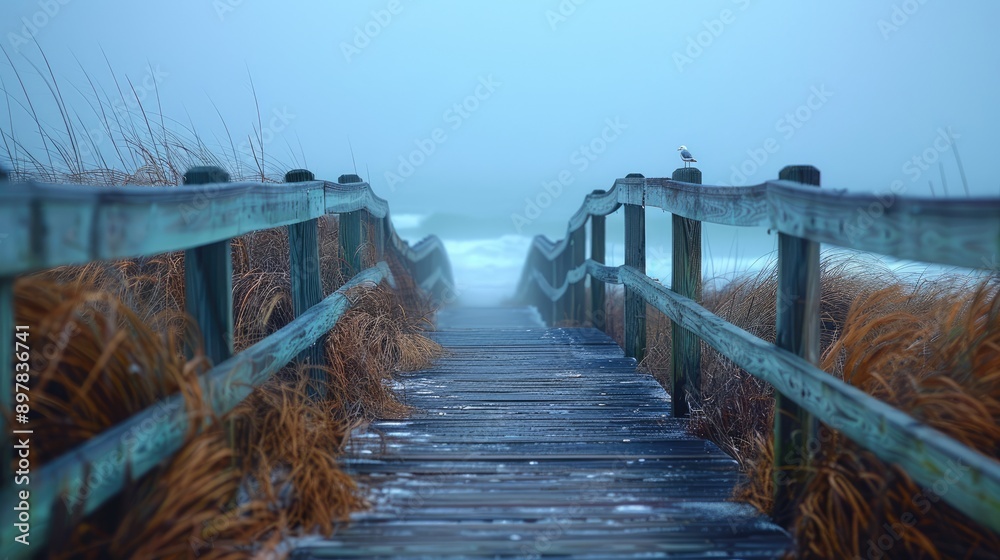 Soft focus beach boardwalk