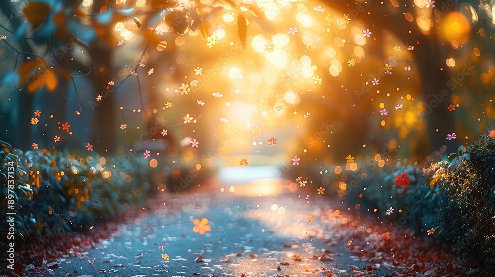 Soft focus city park in the morning