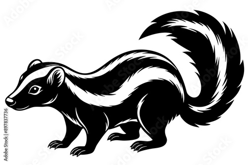 
skunk silhouette, skunk line art silhouette, skunk svg, vector illustration


