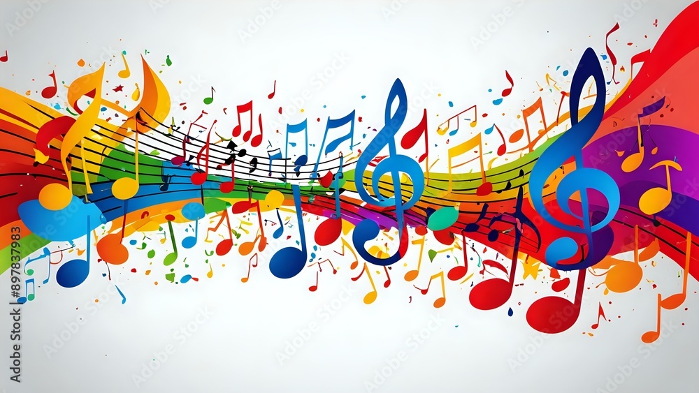 Colorful musical notes on a white background. Colorful musical notes on a white background.