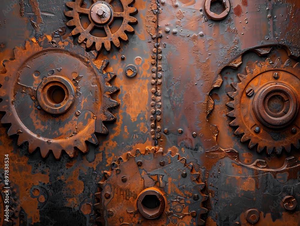 Rusty gears and metal plate background. Rusty gears and metal plate background.