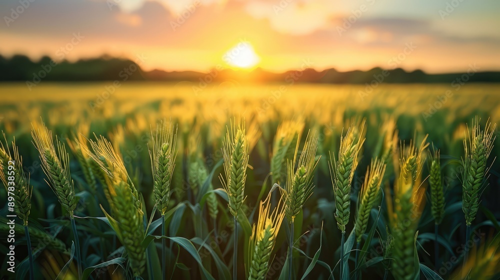 Soft focus farm field at dawn