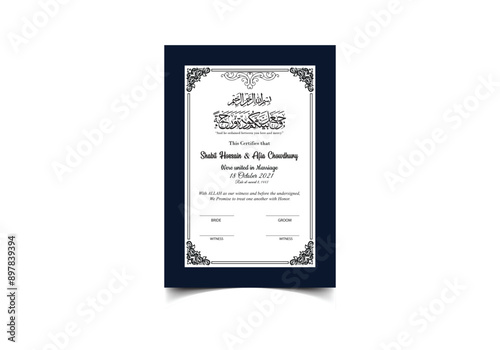 Premium Marriage Certificate Design with luxury ornament