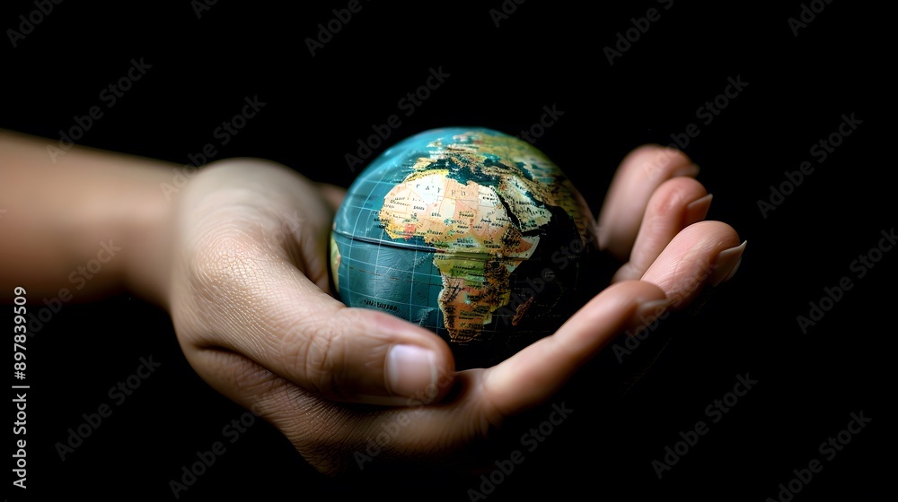 Hand Holding a Globe: A hand holding a small globe, representing travel and global connections.
Hand Holding a Globe: A hand holding a small globe, representing travel and global connections.