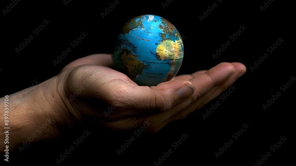 Hand Holding a Globe: A hand holding a small globe, representing travel and global connections.
Hand Holding a Globe: A hand holding a small globe, representing travel and global connections.