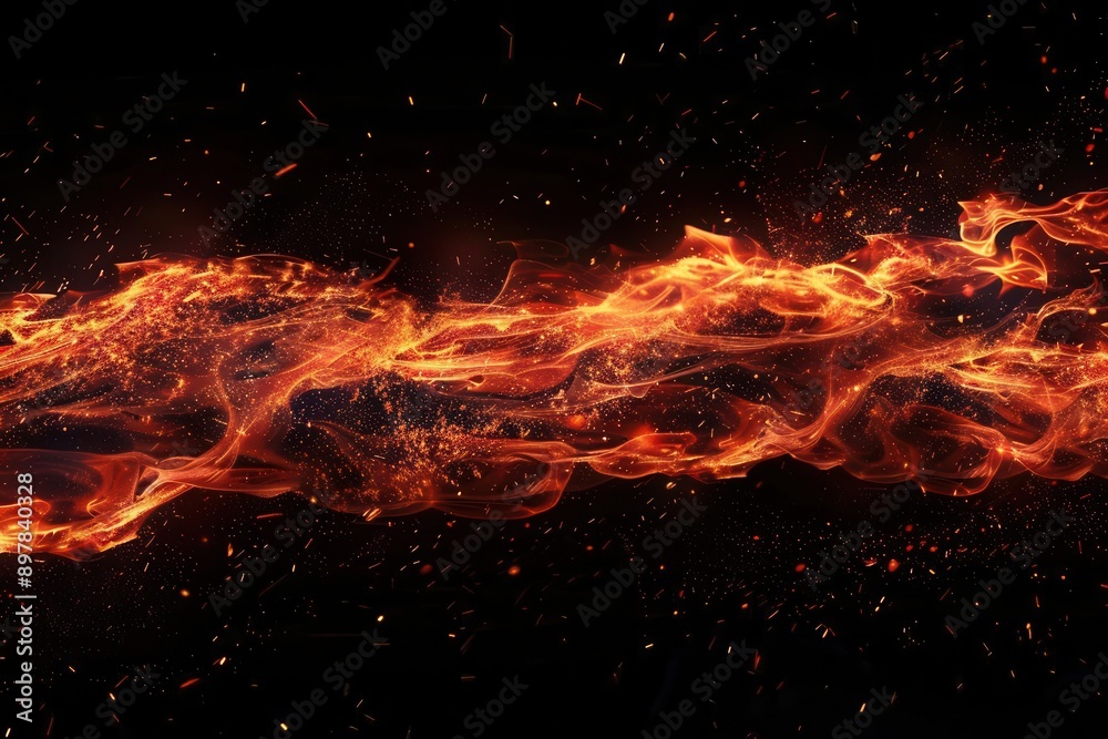 intense fire flames with glowing embers and flying sparks against a deep black background dynamic swirling patterns of orange and red creating a mesmerizing bannerlike composition intense fire flames with glowing embers and flying sparks against a deep black background dynamic swirling patterns of orange and red creating a mesmerizing bannerlike composition
