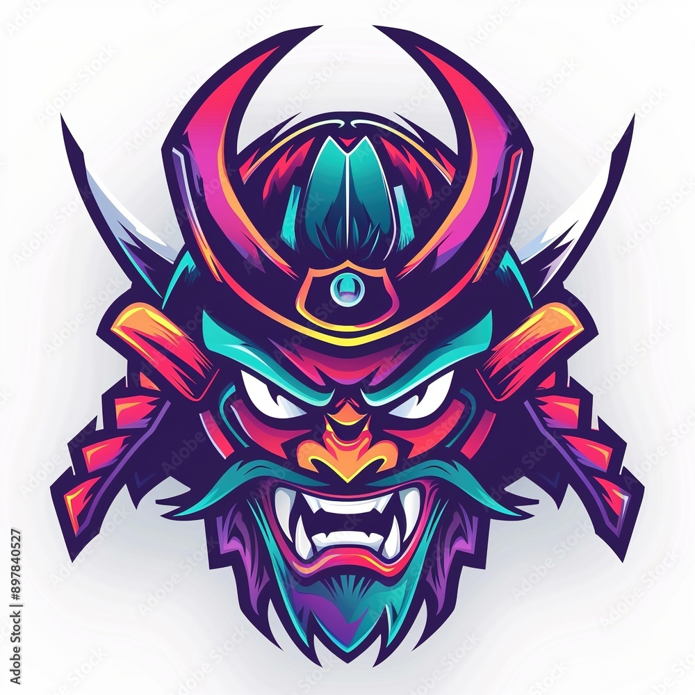Obraz premium Fierce Samurai Warrior Illustration