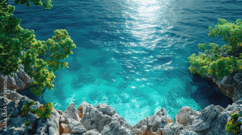 Soft focus seaside cliff view