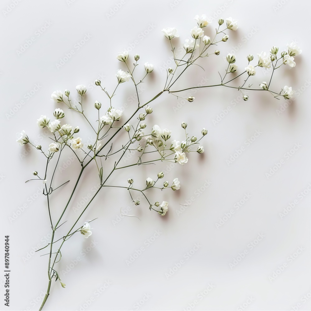 White Floss Flowers in White Background White Floss Flowers in White Background