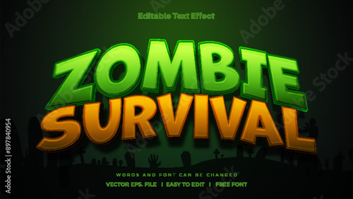 Zombie survival text effect - 3d editable text effect style.
