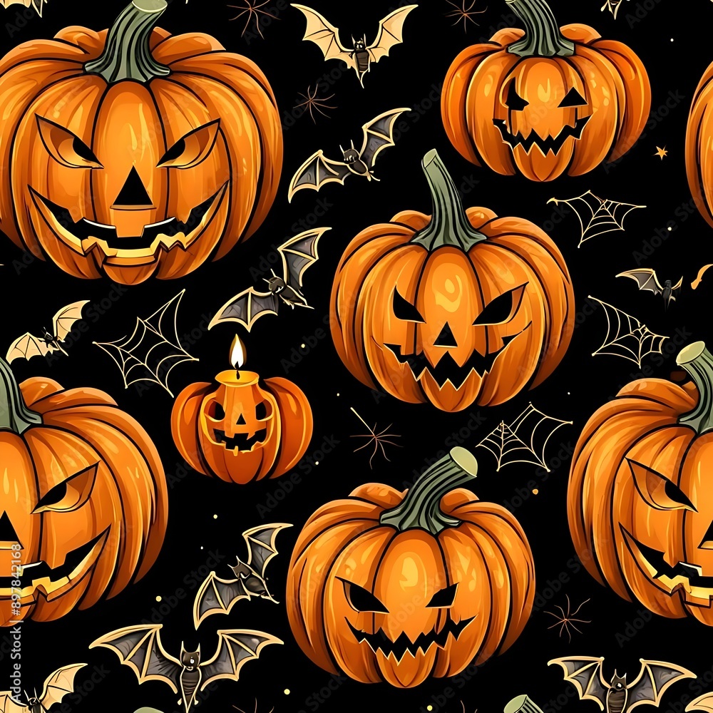 Halloween Seamless Pattern for Wall Art, Wrapping Paper and Decoration Halloween Seamless Pattern for Wall Art, Wrapping Paper and Decoration