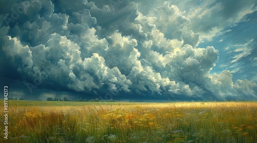 Storm clouds gathering over the prairie