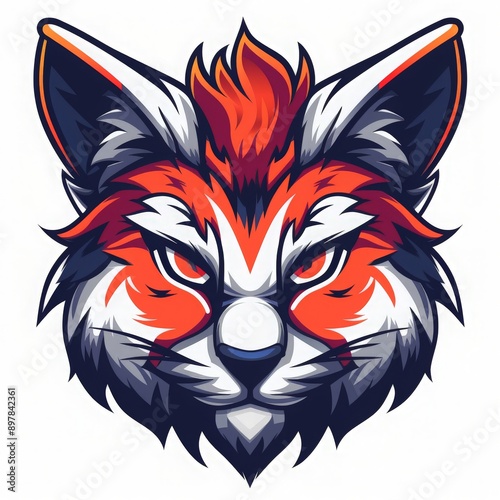 Fierce Red Fox Mascot Head Illustration