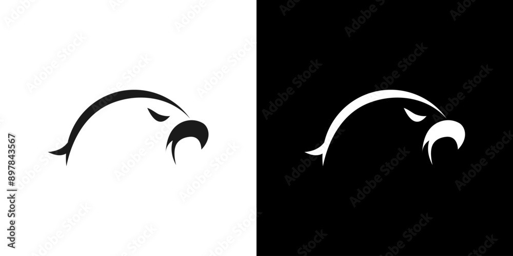 Naklejka premium Eagle head icon logo vector. Bird wildlife graphic design isolated