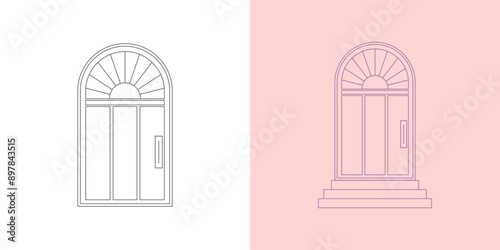 Door outline line vector design luxury interior house descoration illustration