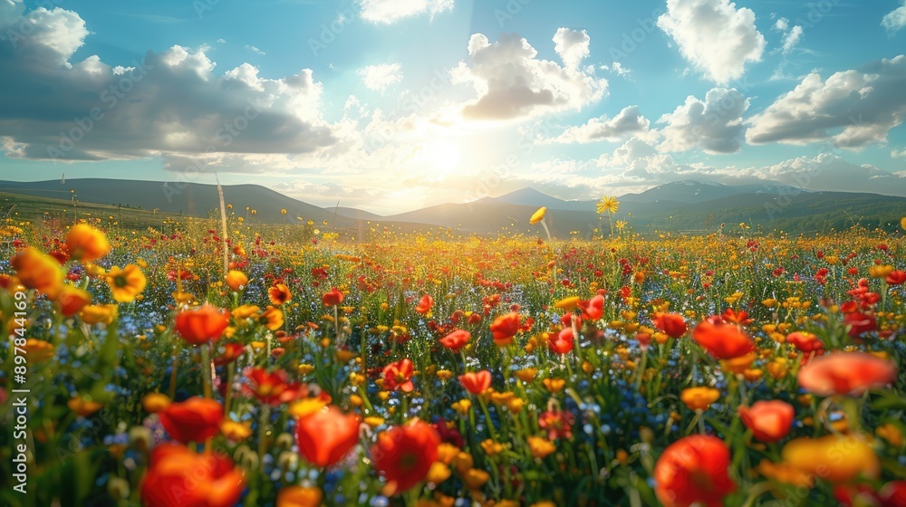 Sunny day in a vibrant meadow