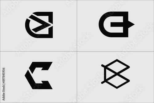 Set of letter D logo with modern creative concept for company, Set of abstract initial letter d logo template. icons for business technology, modern, simple