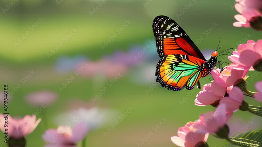 A close up of a delicate butterfly perched on a blooming flower ,generative ai A close up of a delicate butterfly perched on a blooming flower ,generative ai