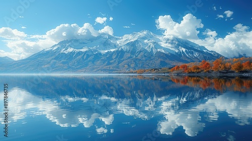 Obraz na płótnie Take a picture of mountains reflected perfectly in a lake. w salonie