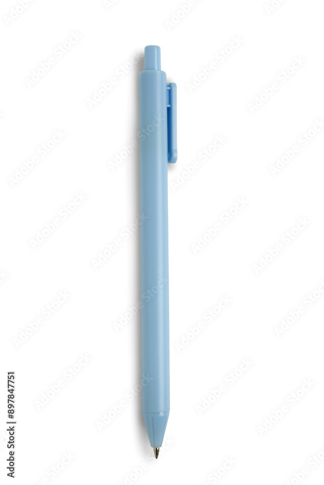 Blue ballpoint pen on white background Blue ballpoint pen on white background