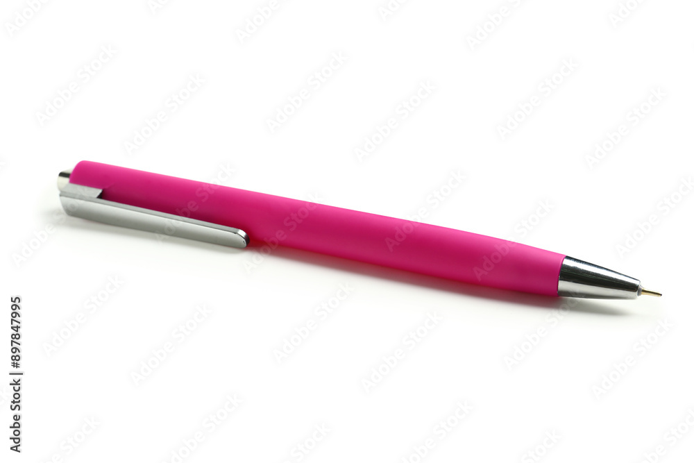 Pink ballpoint pen on white background Pink ballpoint pen on white background